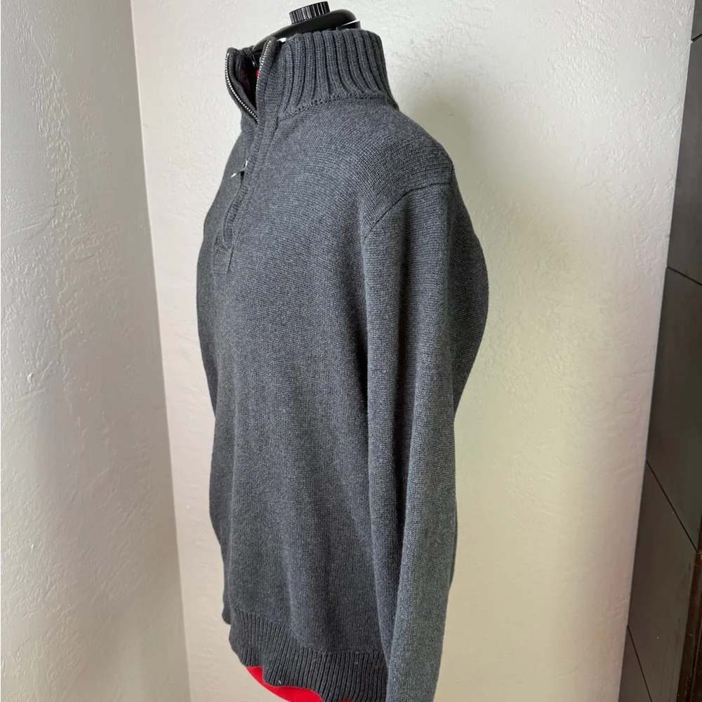 J.Crew Gray 1/4 Zip Mock Ribbed Neck 100% Cotton Sweater Size XL